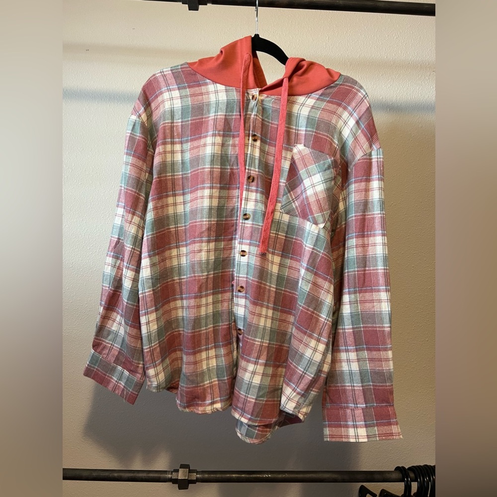 Miss sparkling hooded flannel sz lg NWOT